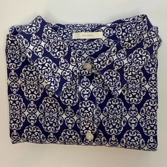 Chico's Button Up Shirt Womens White/Blue Size 0 paisley Ladies Shirt - Picture 4 of 10